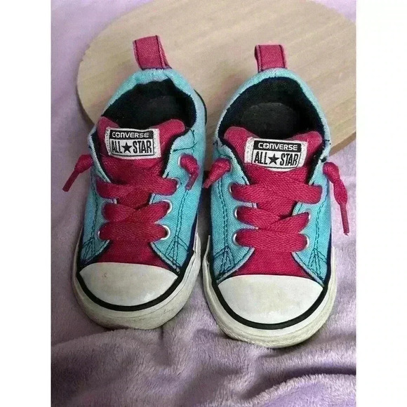 Converse Other - Infant’s Converse ‘CT Street Slip’ Trainers Blue With Hot Pink Laces Size 6